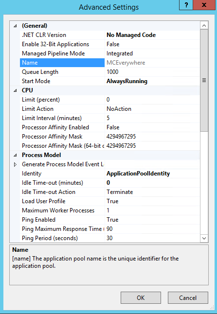 Advanced Settings Screen